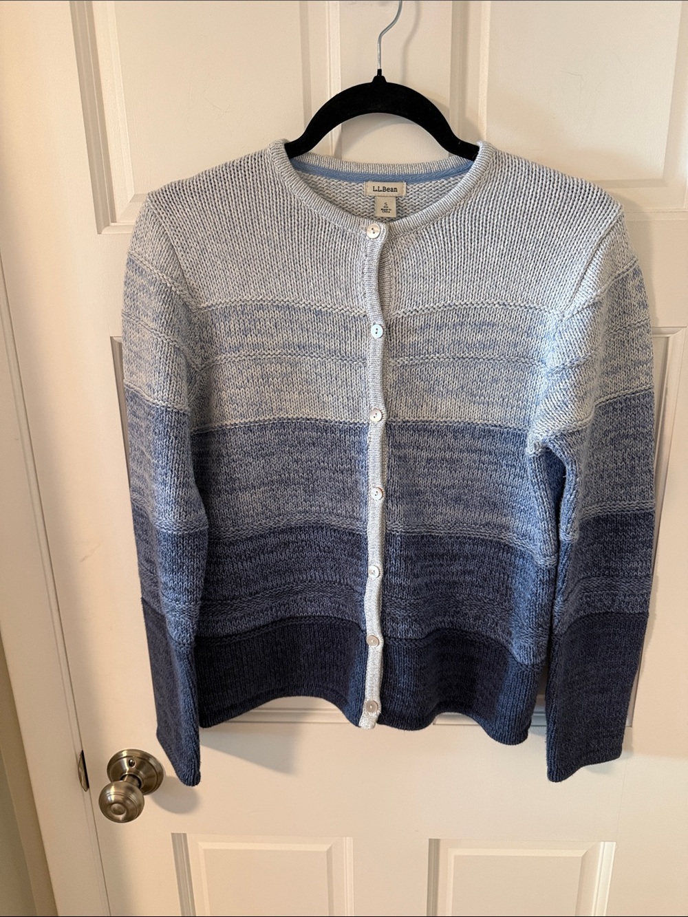 L.L. Bean Ombre Colorblock Striped
Cardigan Sweater 100% Cotton Size Small